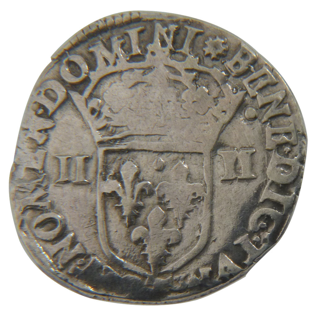 FRANCE, ¼ Ecu, 1596, Rennes, VF(30-35), Silver, Ciani #1517, 9.56
