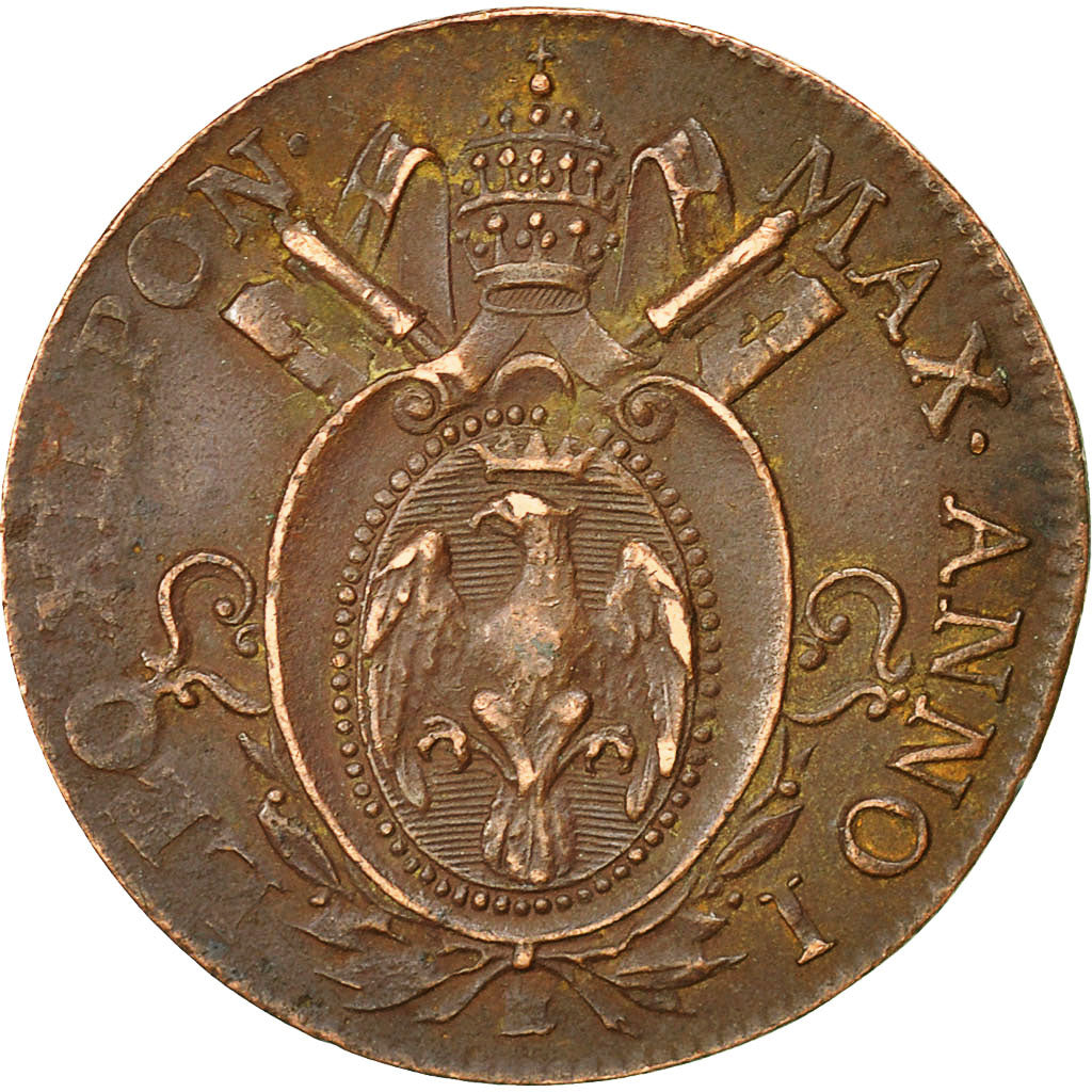 Coin, ITALIAN STATES, PAPAL STATES, Leo XII, Mezzo (1/2) Baiocco, 1824