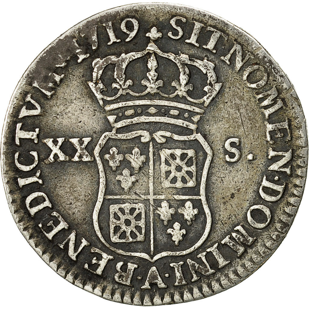 Coin, France, Louis XV, 1/6 Écu (XX – S) de France-Navarre, 20 Sols, 1/6 ECU