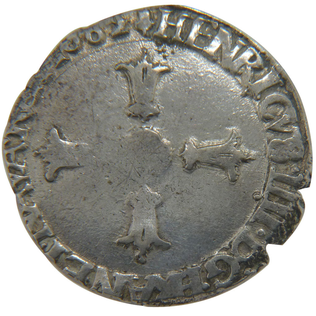 FRANCE, ¼ Ecu, 1602, La Rochelle, VF(30-35), Silver, Ciani #1517, 9.60