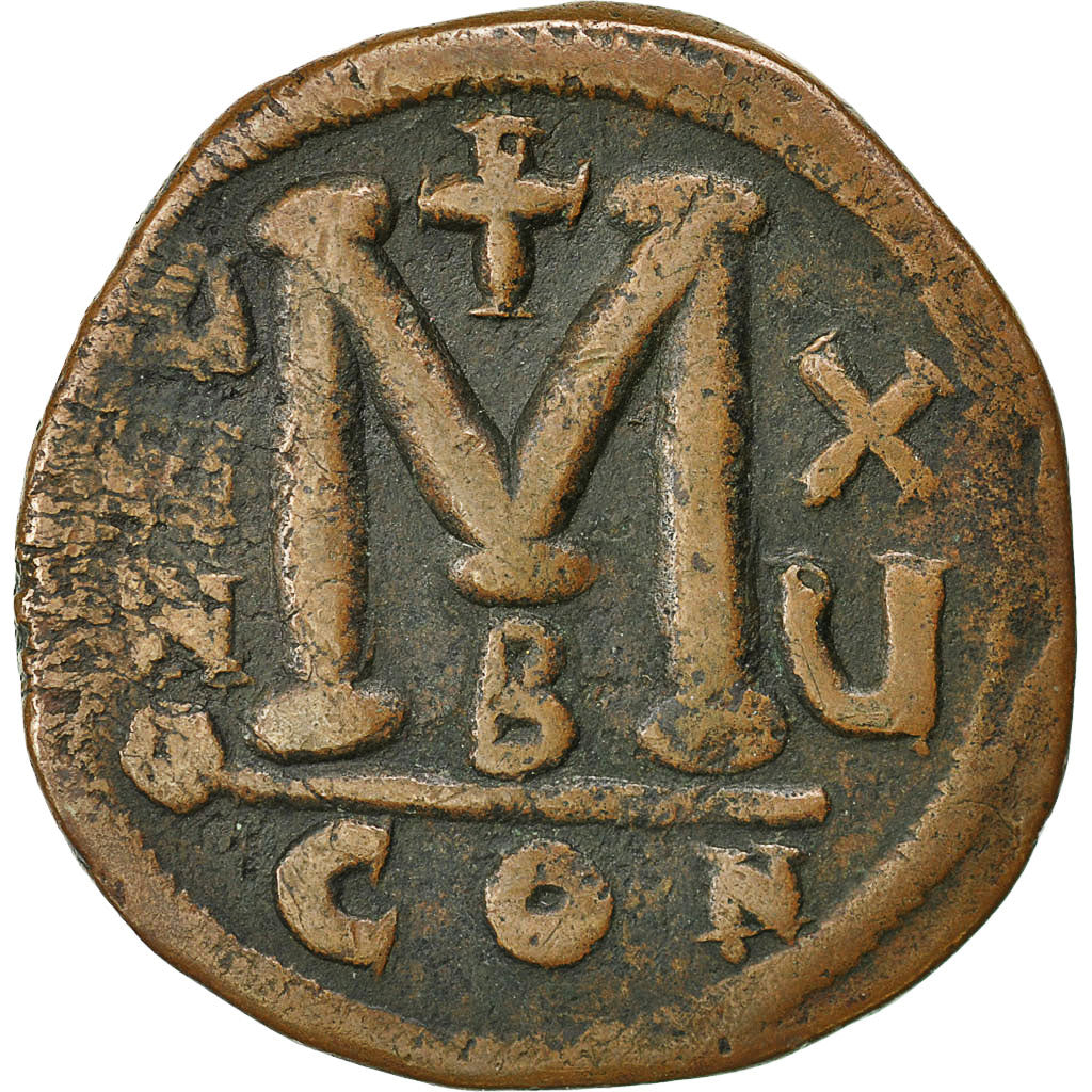 Coin, Justinian I, Follis, Constantinople, VF(30-35), Bronze, Sear:163