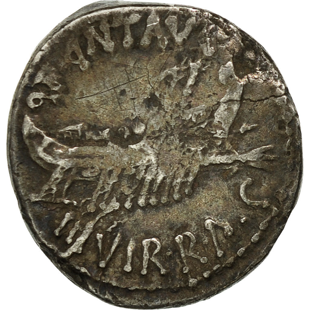Marcus Antonius, Legionary issue, Denarius, Patras, VF(30-35), Silver