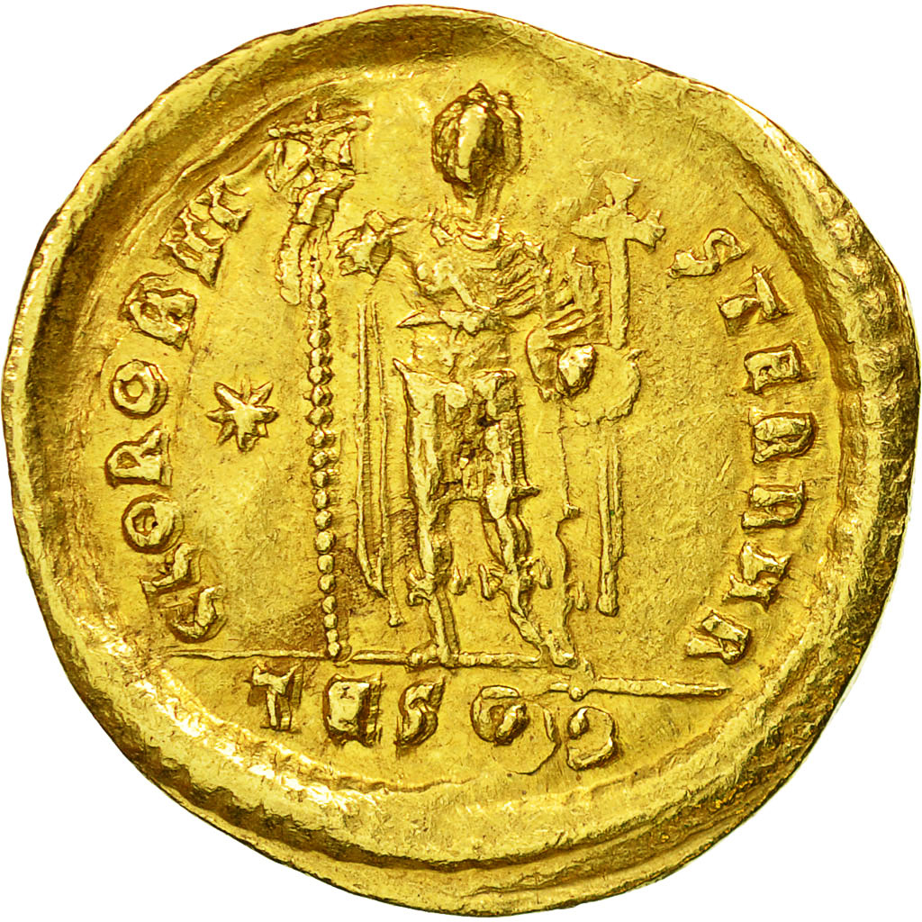 Coin, Theodosius II, Solidus, Thessalonica, AU(50-53), Gold, RIC:361