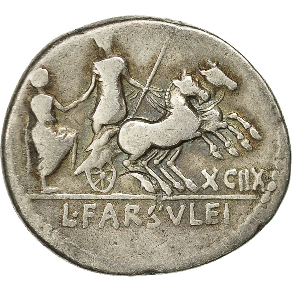 Coin, Farsuleia, Denarius, Rome, VF(30-35), Silver, Crawford:392/1a