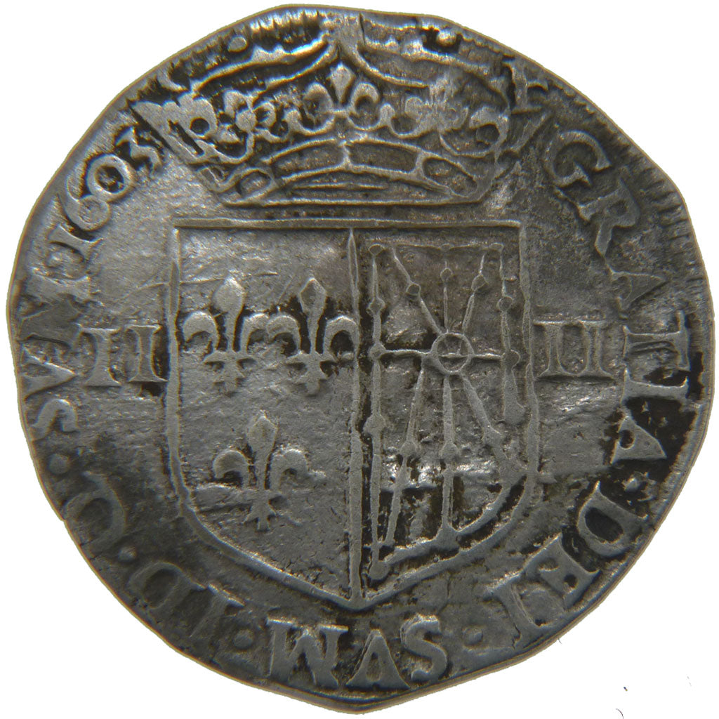 FRANCE, 1/4 ECU, 1603, Morlaas, KM #1.2, VF(30-35), Silver, Ciani #1519, 9.40