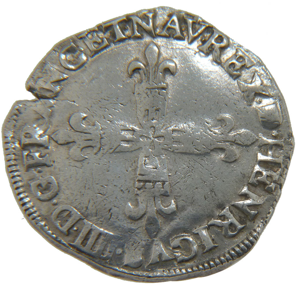 FRANCE, ¼ Ecu de Navarre, 1608, Pau, VF(30-35), Silver, Ciani #1520, 9.40