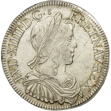 Moneta, Francia, Louis XIV, 1/2 Écu à la mèche longue, 1/2 Ecu, 1654, Amiens