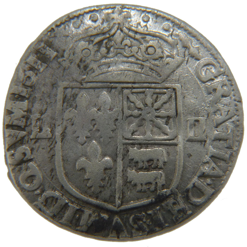 FRANCE, 1/4 Écu de Béarn, ¼ Ecu de France Navarre, 1611, Morlaas, VF(30-35), S..
