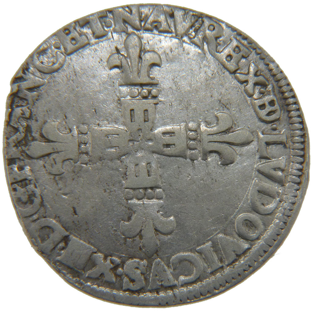 FRANCE, 1/4 Écu de Béarn, ¼ Ecu de France Navarre, 1611, Morlaas, VF(30-35), S..