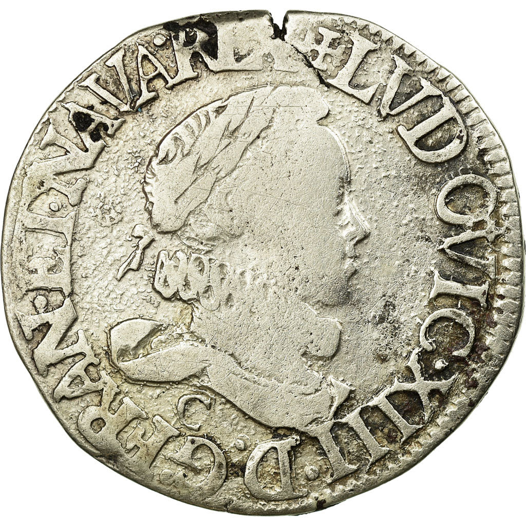 Moneta, Francja, Louis XIII, 1/2 Franc, grosse tête laurée au col fraisé, 1/2