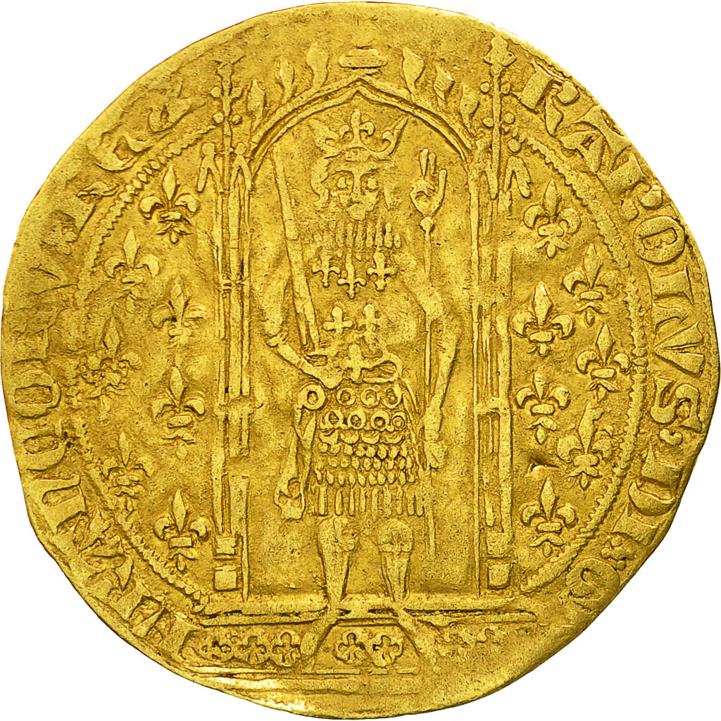 Munten, Frankrijk, Karel V, Franc à pied, ZF, Goud, Duplessy:360