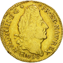 Moneta, Francia, Louis XIV, Louis d'or aux 4 L, Louis d'Or, 1696, Troyes, BB