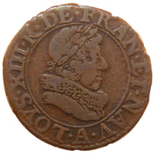 FRANCE, Double tournois, buste juvénile, Double Tournois, 1628, Paris, KM #61.1,