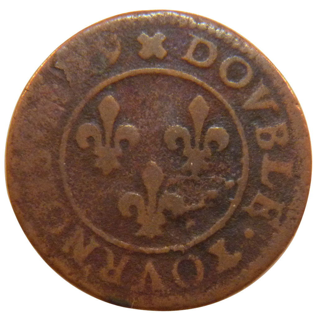 FRANCE, Double Tournois, Lyons, VF(20-25), Copper, Gadoury #9, 2.70