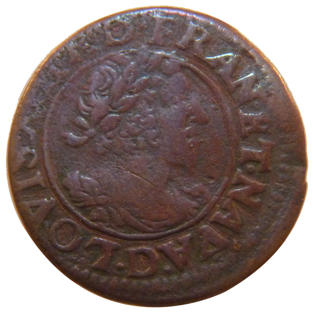 FRANCE, Double tournois, buste laurée et drapé, Double Tournois, 1631, Lyon, KM 