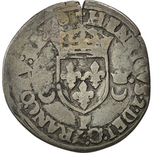 Coin, France, Henri II, Douzain aux croissants, 1552, Angers, VF(20-25), Billon