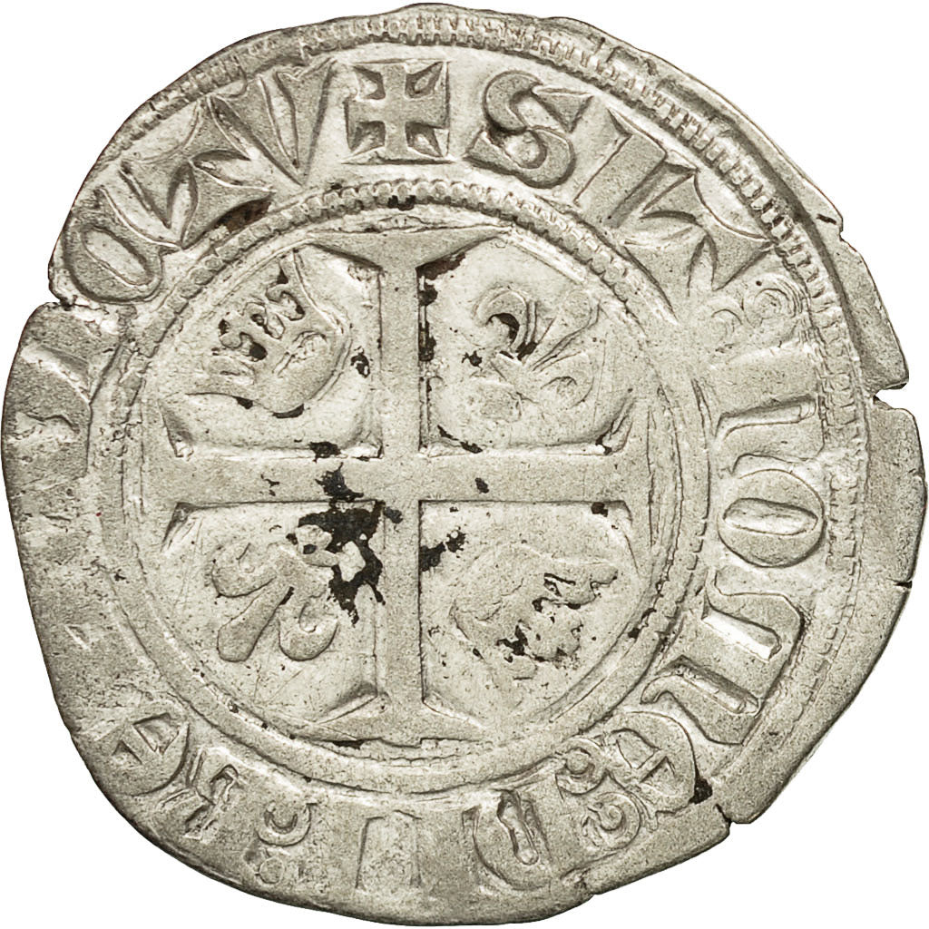 Monnaie, France, Charles VI, Blanc Guénar, TB+, Billon, Duplessy:377