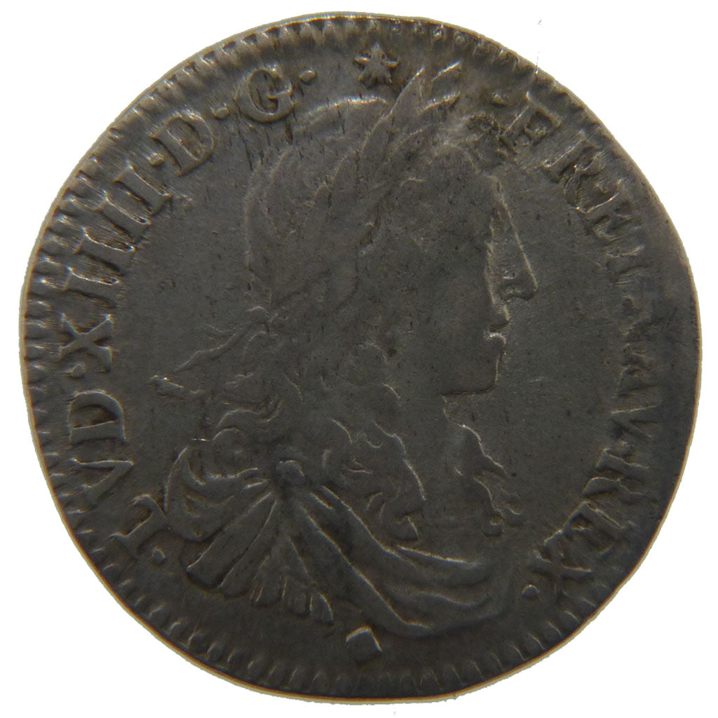 FRANCE, 1/12 Écu au buste juvénile, 1/12 ECU, 10 Sols, 1660, Lyon, KM #199.3, VF