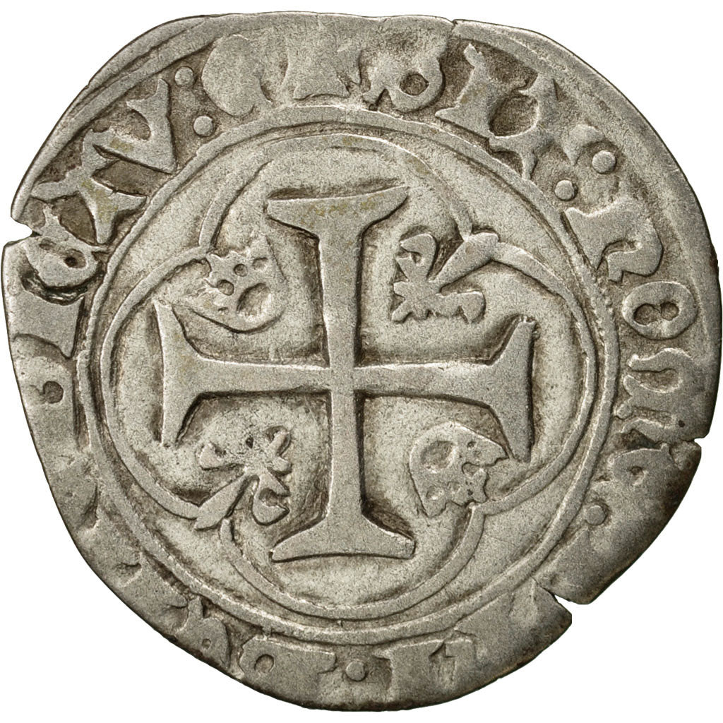 Monnaie, France, Charles VII, Blanc à la couronne, Chinon, TB+, Billon