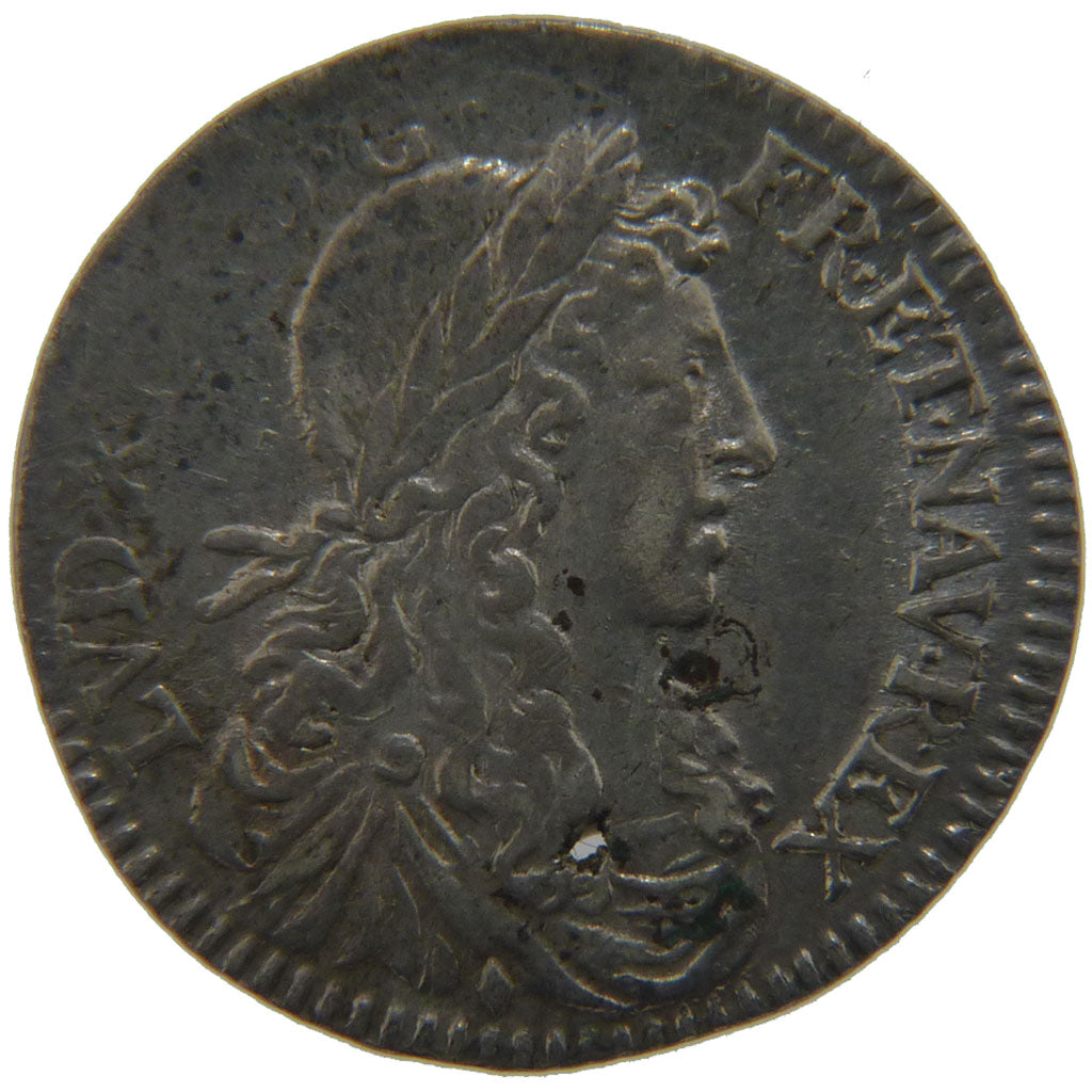 FRANCE, 1/12 Ecu, 1660, Aix, VF(20-25), Silver, Gadoury #115, 2.20