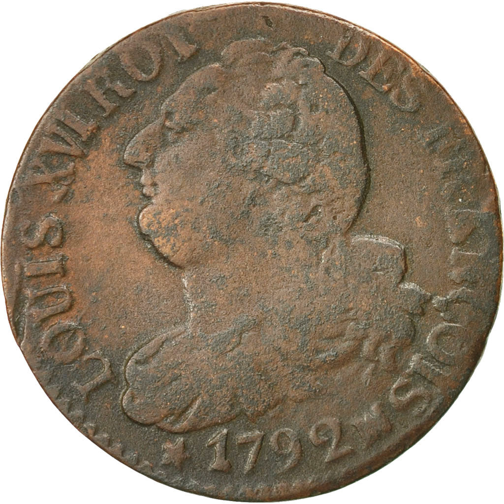 Münze, Frankreich, Louis XVI, 6 deniers françois, 6 Deniers, 1792, Marseille