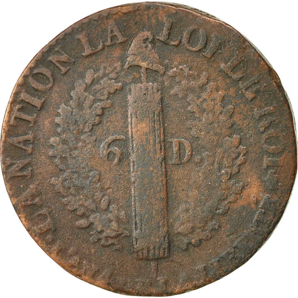 Münze, Frankreich, Louis XVI, 6 deniers françois, 6 Deniers, 1792, Marseille