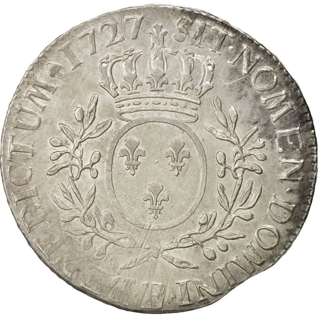 Coin, France, Louis XV, Écu aux branches d'olivier, Ecu, 1727, Rouen