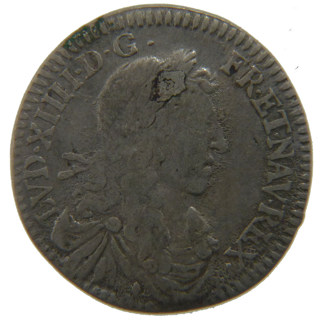FRANCE, 1/12 Ecu, 1660, Aix, VF(20-25), Silver, Gadoury #115, 2.20