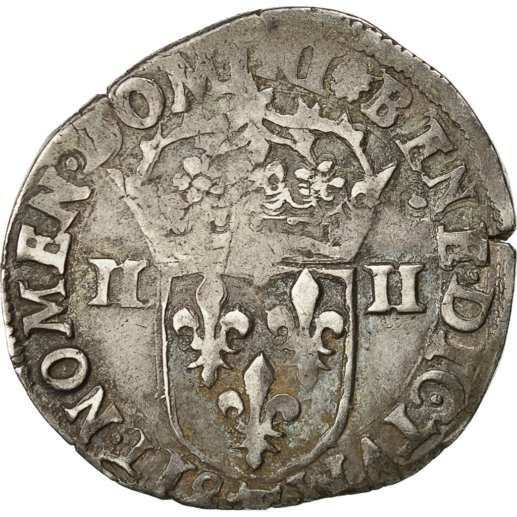 Moneda, Francia, Charles X, 1/4 Ecu, 1597, Nantes, BC+, Plata, Sombart:4670