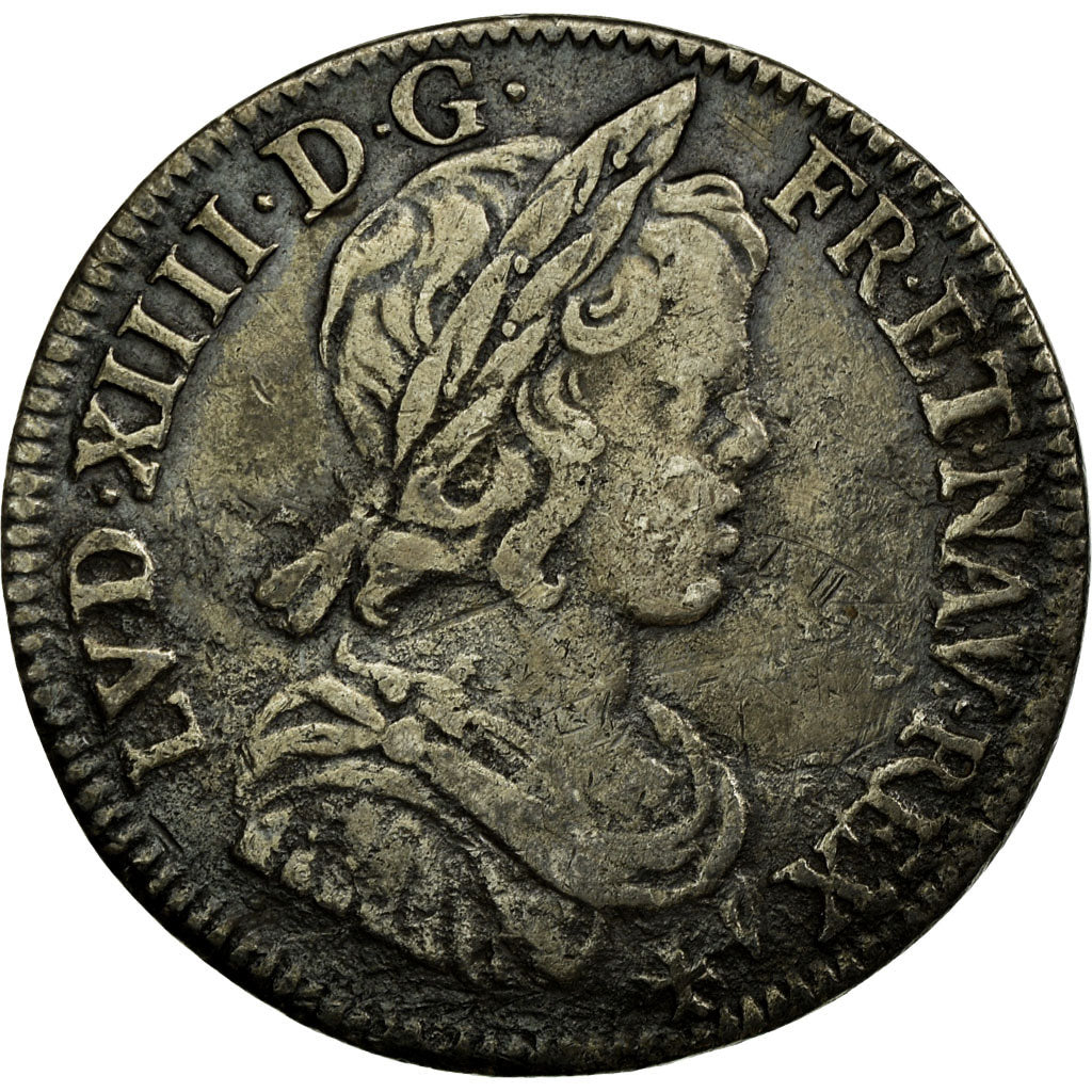 Coin, France, Louis XIV, 1/4 Écu à la mèche courte, 1/4 Ecu, 1645, Paris