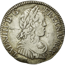 France, Louis XIV, 1/4 Écu à la mèche longue, 1655, Bayonne, Argent, TB+