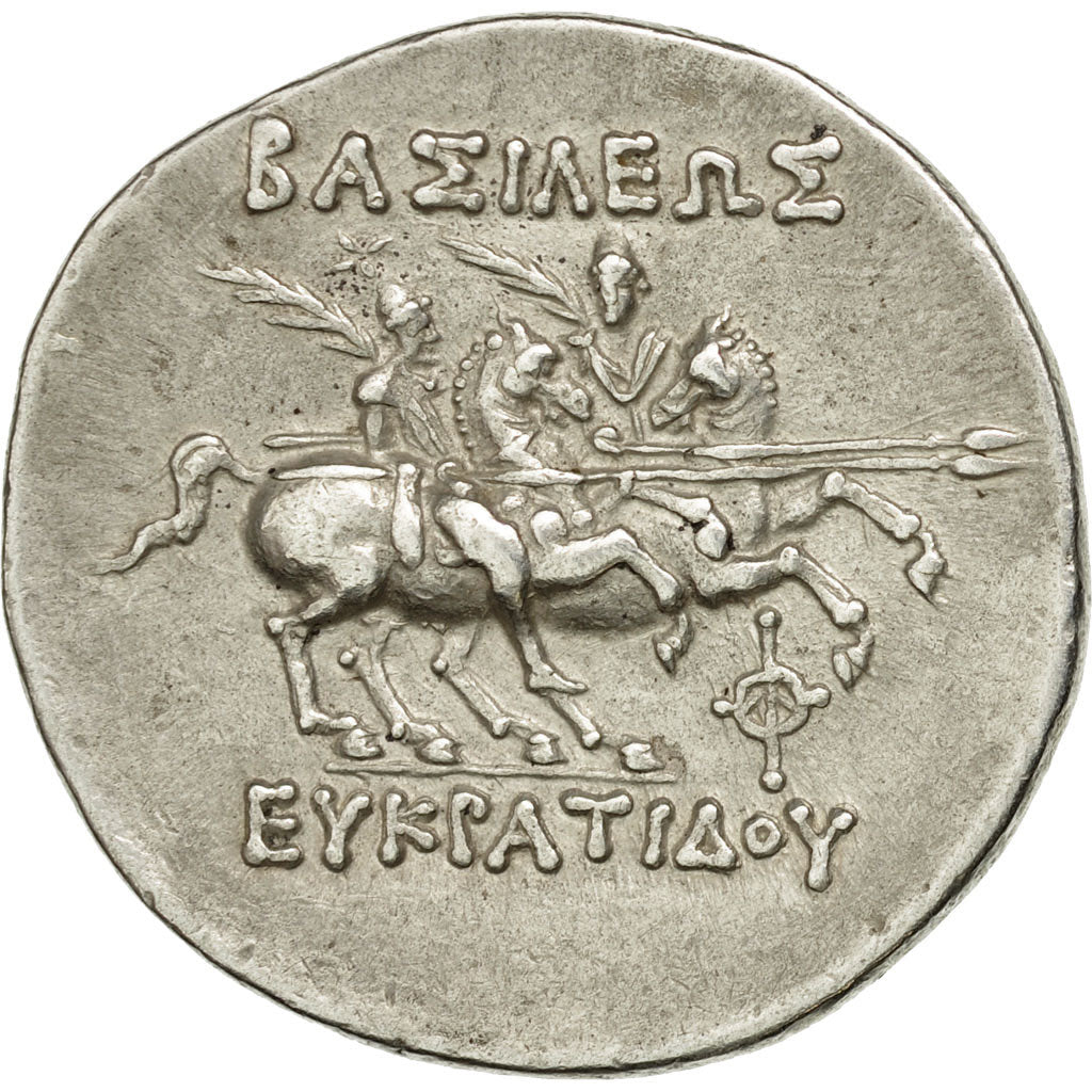 Coin, Baktrian Kingdom, Eukratides I, Tetradrachm, AU(55-58), Silver, SNG