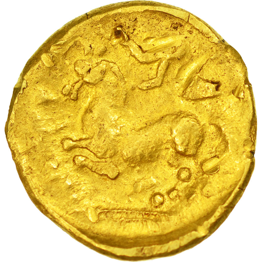Monnaie, Gaule Nord-Ouest, 1/4 Statère, TTB, Or, Delestrée:28var