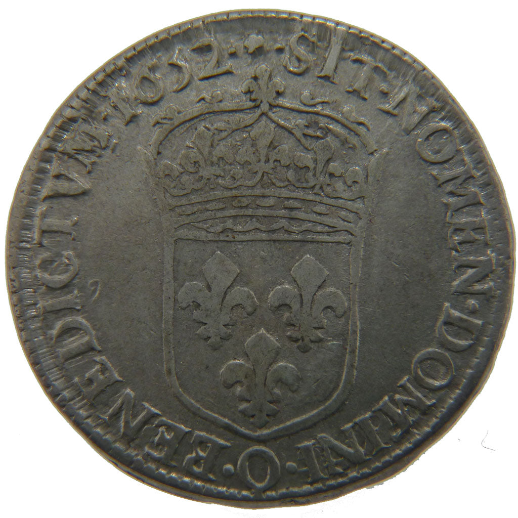 FRANCE, 1/2 Ecu, 1652, Narbonne, VF(30-35), Silver, Gadoury #169, 13.50