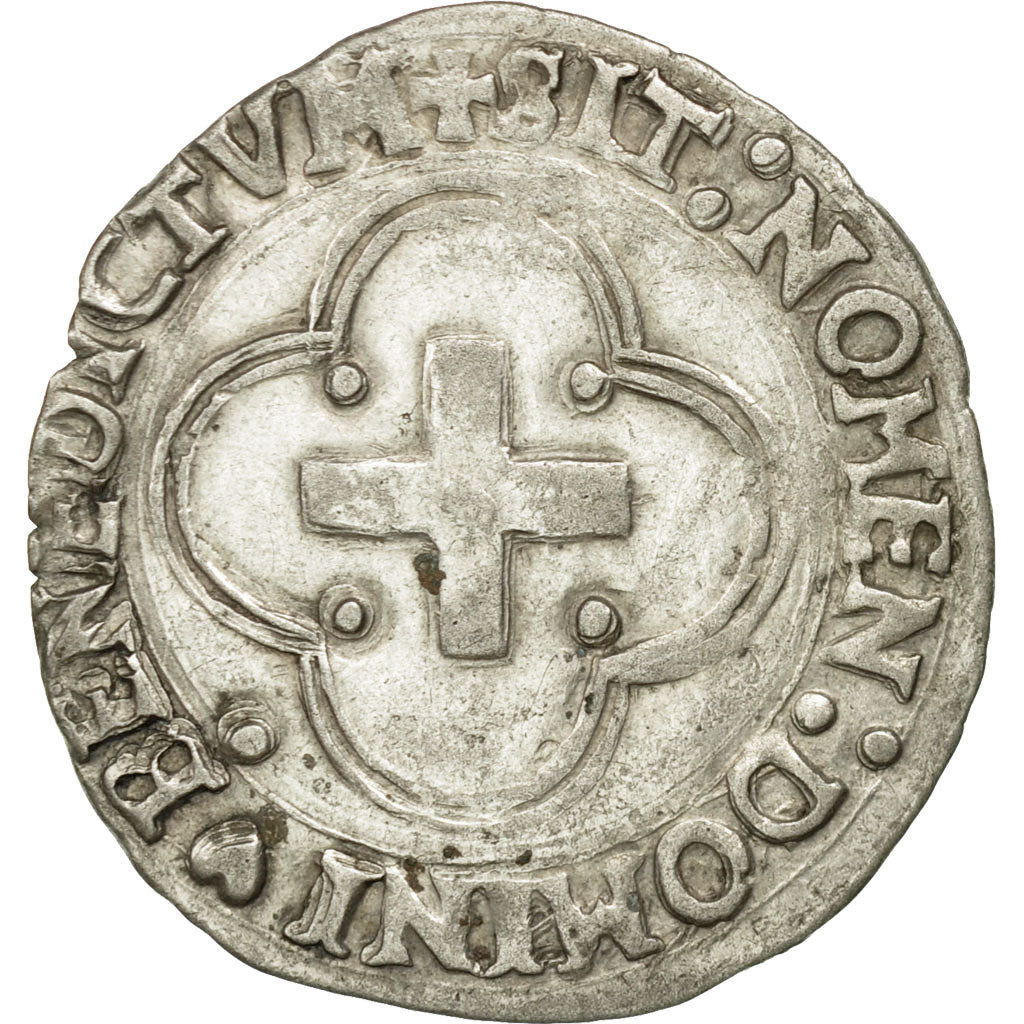 Monnaie, France, François Ier, Douzain à la croisette, Rouen, TTB+, Billon