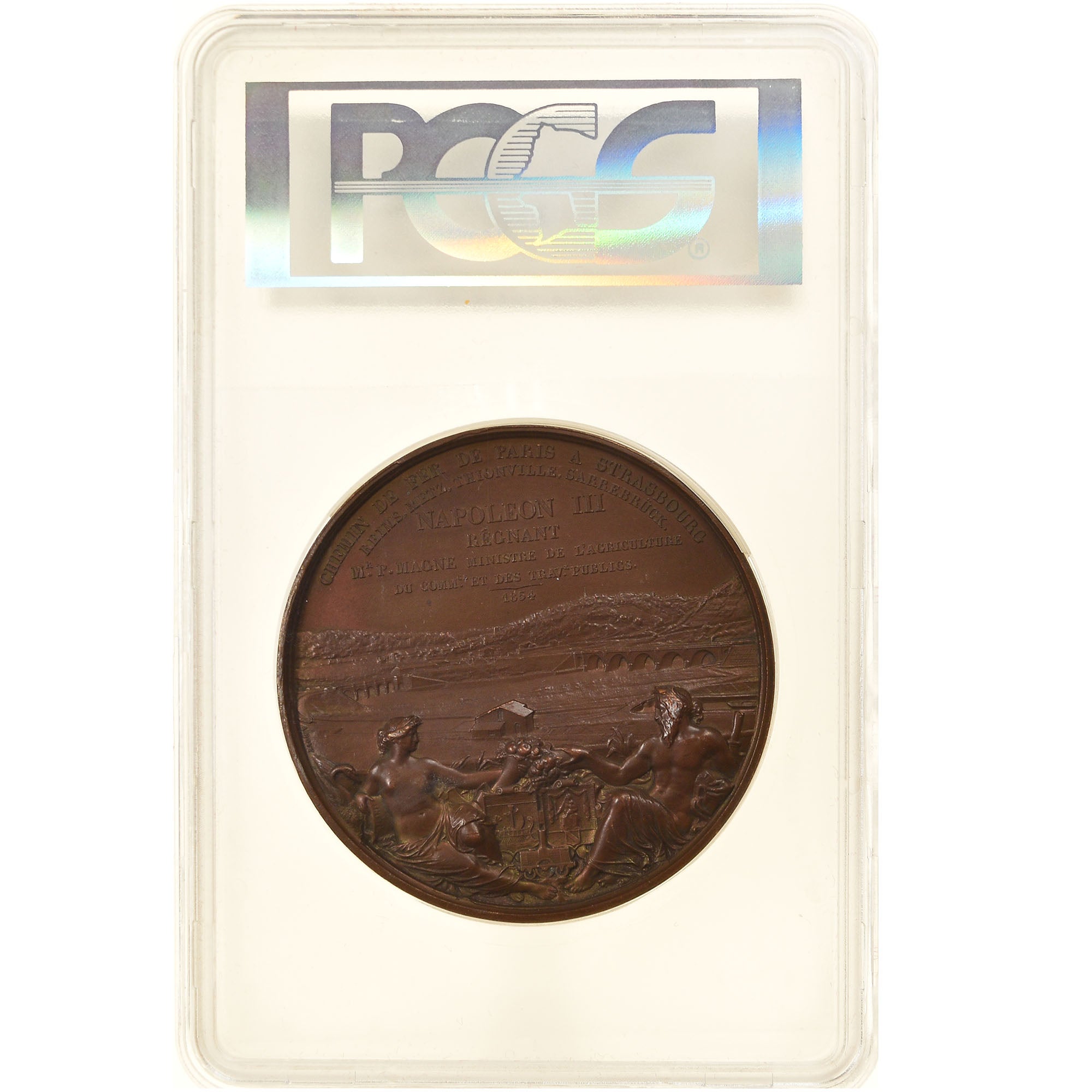 France, Medal, Napoléon III, Chemin de Fer de Paris à Strasbourg, 1854, Bovy