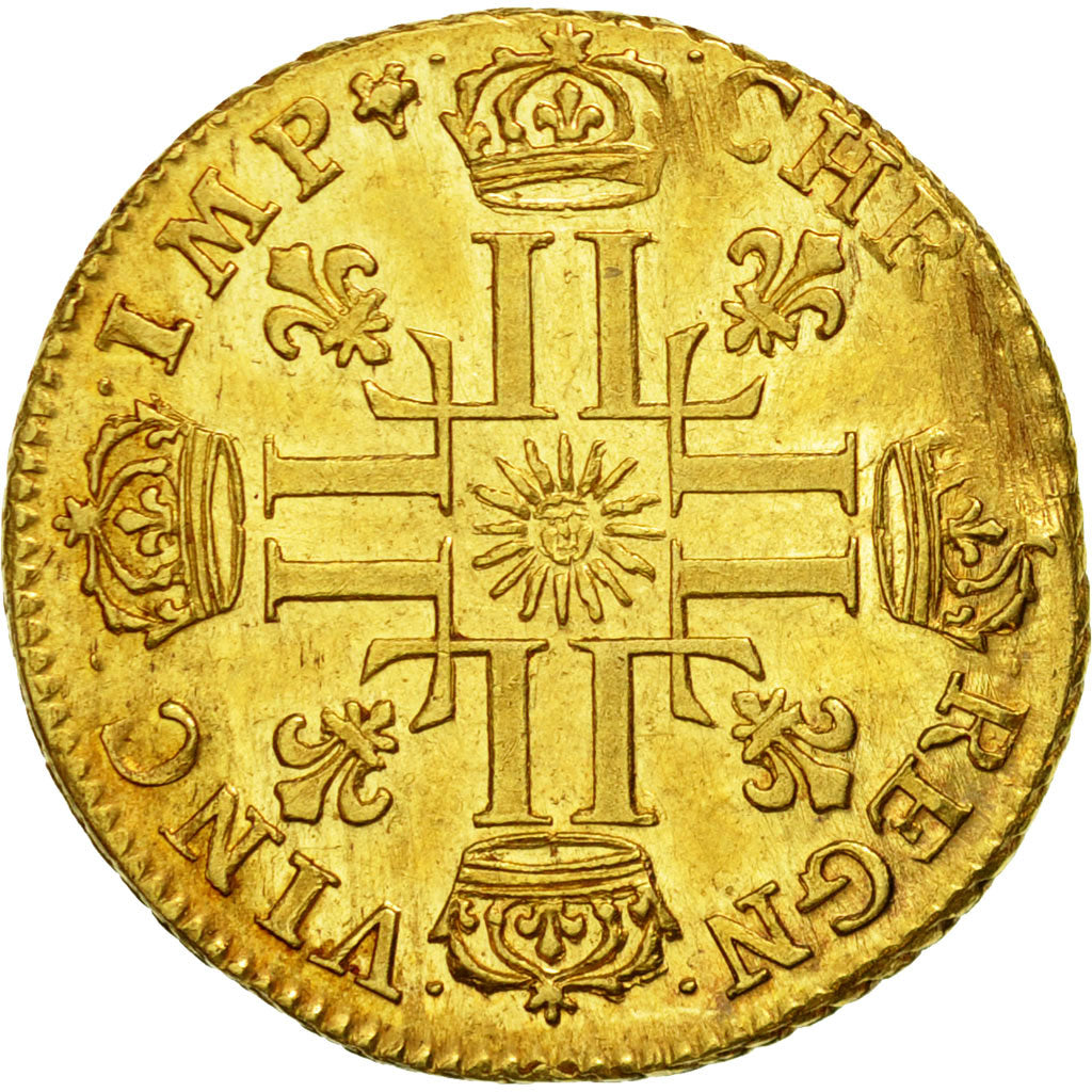 Coin, France, Louis XIV, Louis d'or au soleil, Louis d'Or, 1710, Amiens, Rare