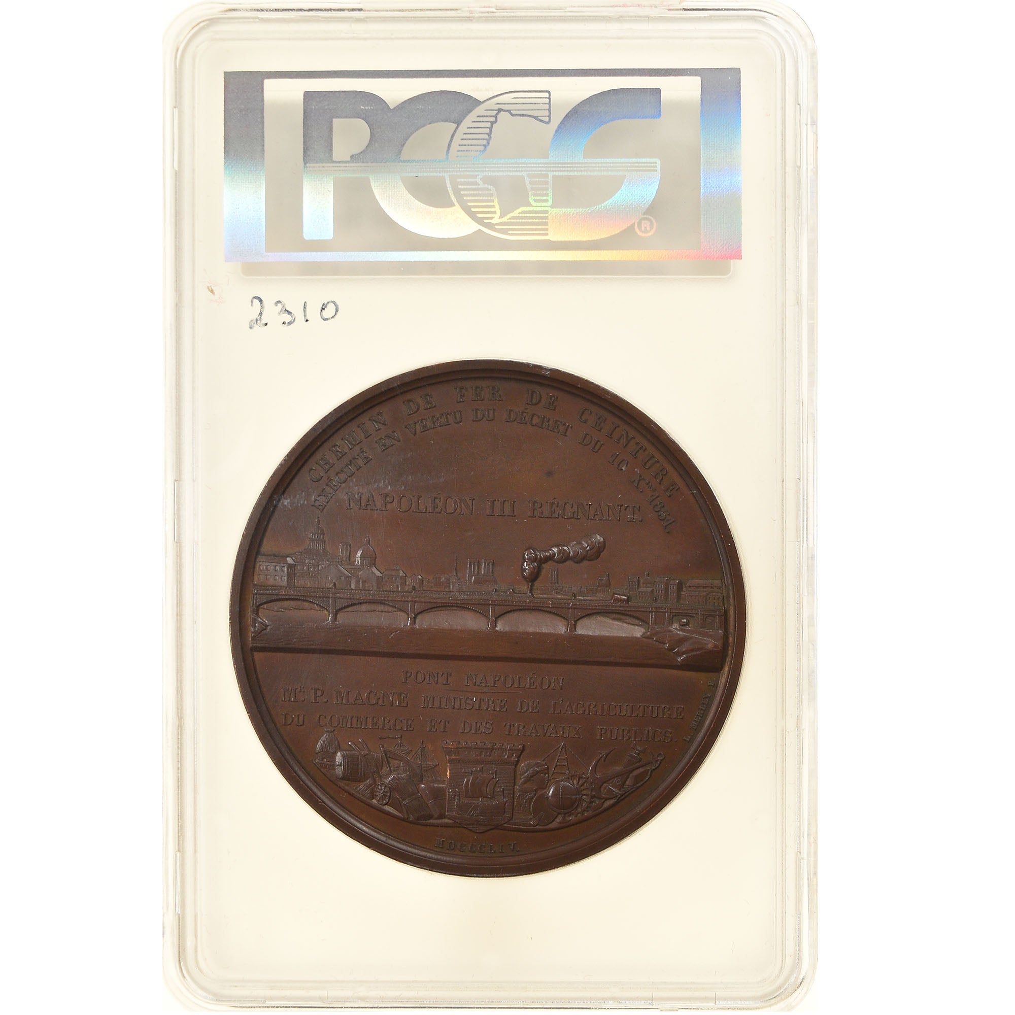 France, Medal, Napoléon III, Construction de Chemin du Fer de Ceinture, à