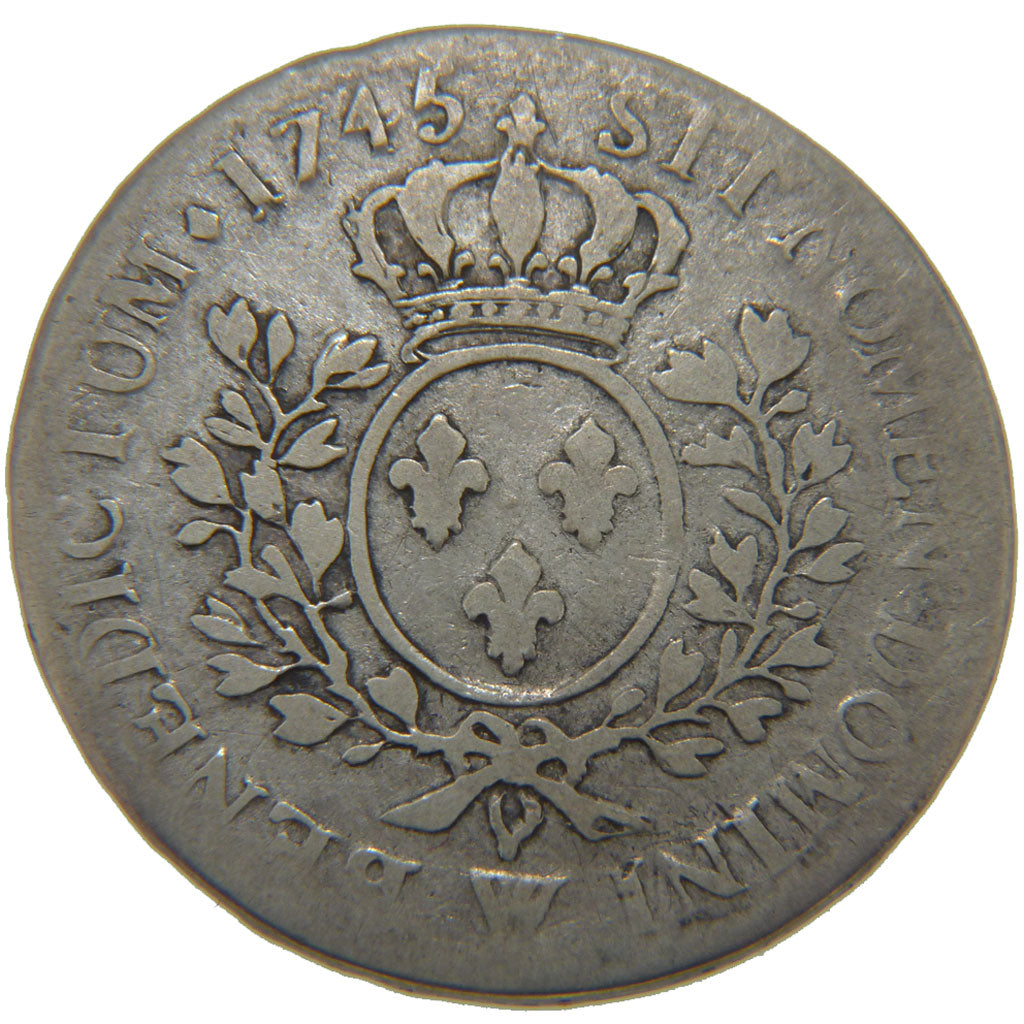 FRANCE, 1/2 Écu au bandeau, 1/2 Ecu, 1745, Lille, VF(20-25), Silver, Gadoury ...