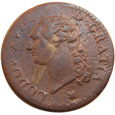 FRANCE, Sol ou sou, Sol, 1790, Lille, KM #578.16, VF(30-35), Copper, Gadoury...