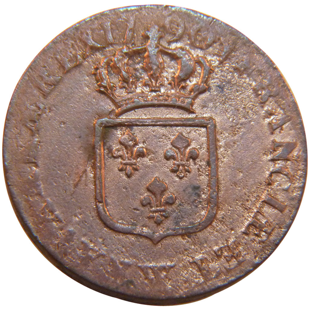 FRANCE, Sol ou sou, Sol, 1790, Lille, KM #578.16, VF(30-35), Copper, Gadoury...