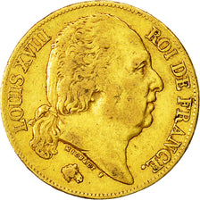 Coin, France, Louis XVIII, Louis XVIII, 20 Francs, 1818, Paris, EF(40-45), Gold