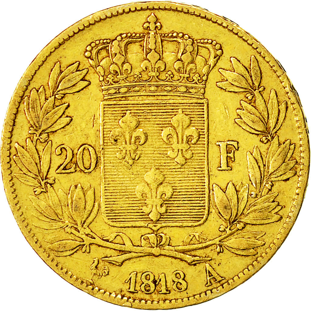 Coin, France, Louis XVIII, Louis XVIII, 20 Francs, 1818, Paris, EF(40-45), Gold