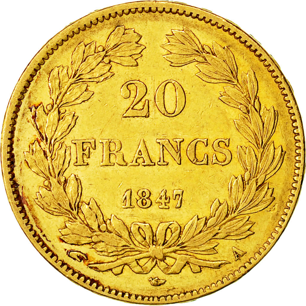 Munten, Frankrijk, Louis-Philippe, 20 Francs, 1847, Paris, ZF, Goud, KM:750.1