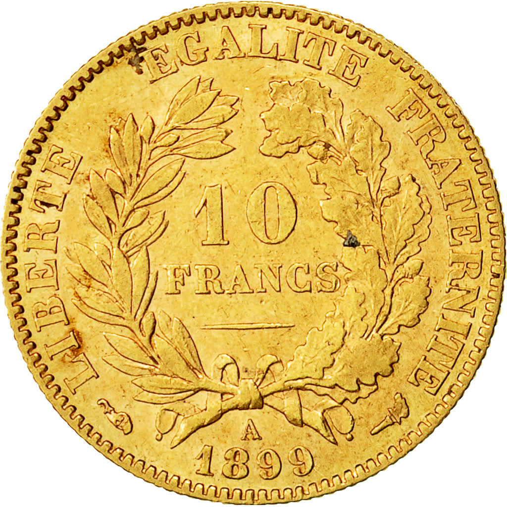Coin, France, Cérès, 10 Francs, 1899, Paris, EF(40-45), Gold, KM:830