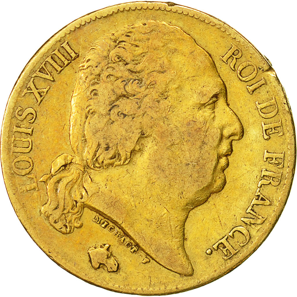 Coin, France, Louis XVIII, Louis XVIII, 20 Francs, 1819, Paris, EF(40-45), Gold