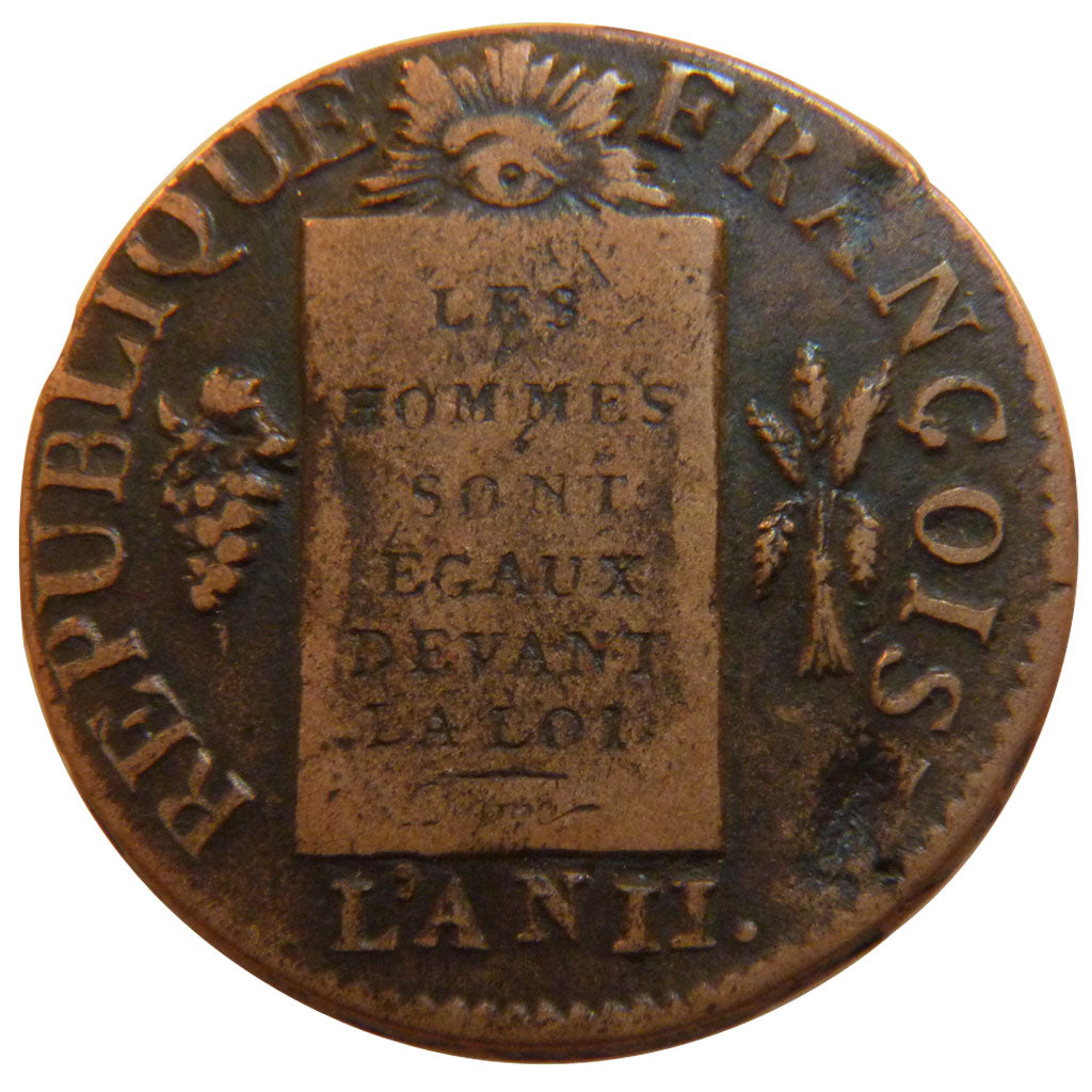 FRANCE, Sol aux balances françoise, 1 Sol, 1793, Metz, AU(50-53), Bronze, Gadour