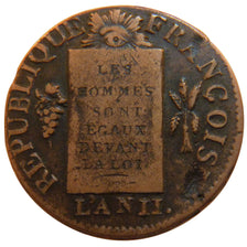FRANCE, Sol aux balances françoise, 1 Sol, 1793, Metz, AU(50-53), Bronze, Gadour