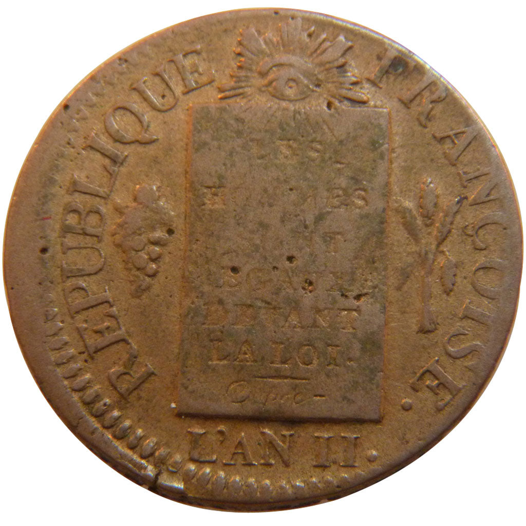 FRANCE, Sol aux balances françoise, Sol, 1793, Strasbourg, KM #619.4, VF(30-35),