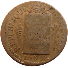 FRANCE, Sol aux balances françoise, Sol, 1793, Strasbourg, KM #619.4, VF(30-35),